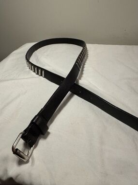 Black Women's Belt Divided H&M Size Small Faux Leather With Silver Embellishment